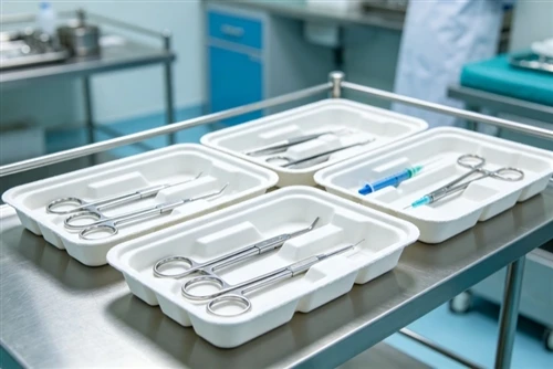 Envases médicos de pulpa moldeada para soluciones sanitarias estériles y sost...
